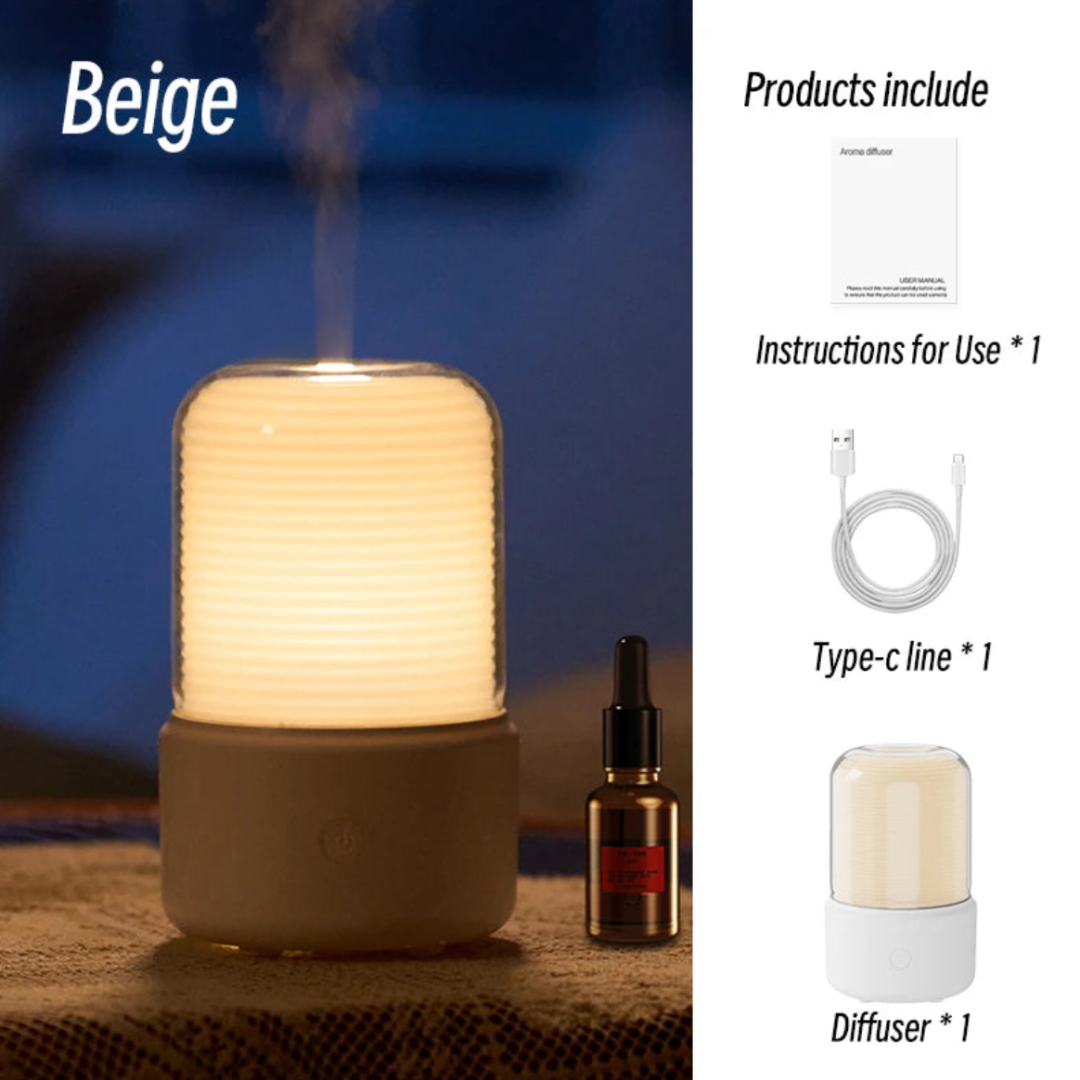 Diffuseur d’Huiles Essentielles – Design Élégant avec Effet Bougie