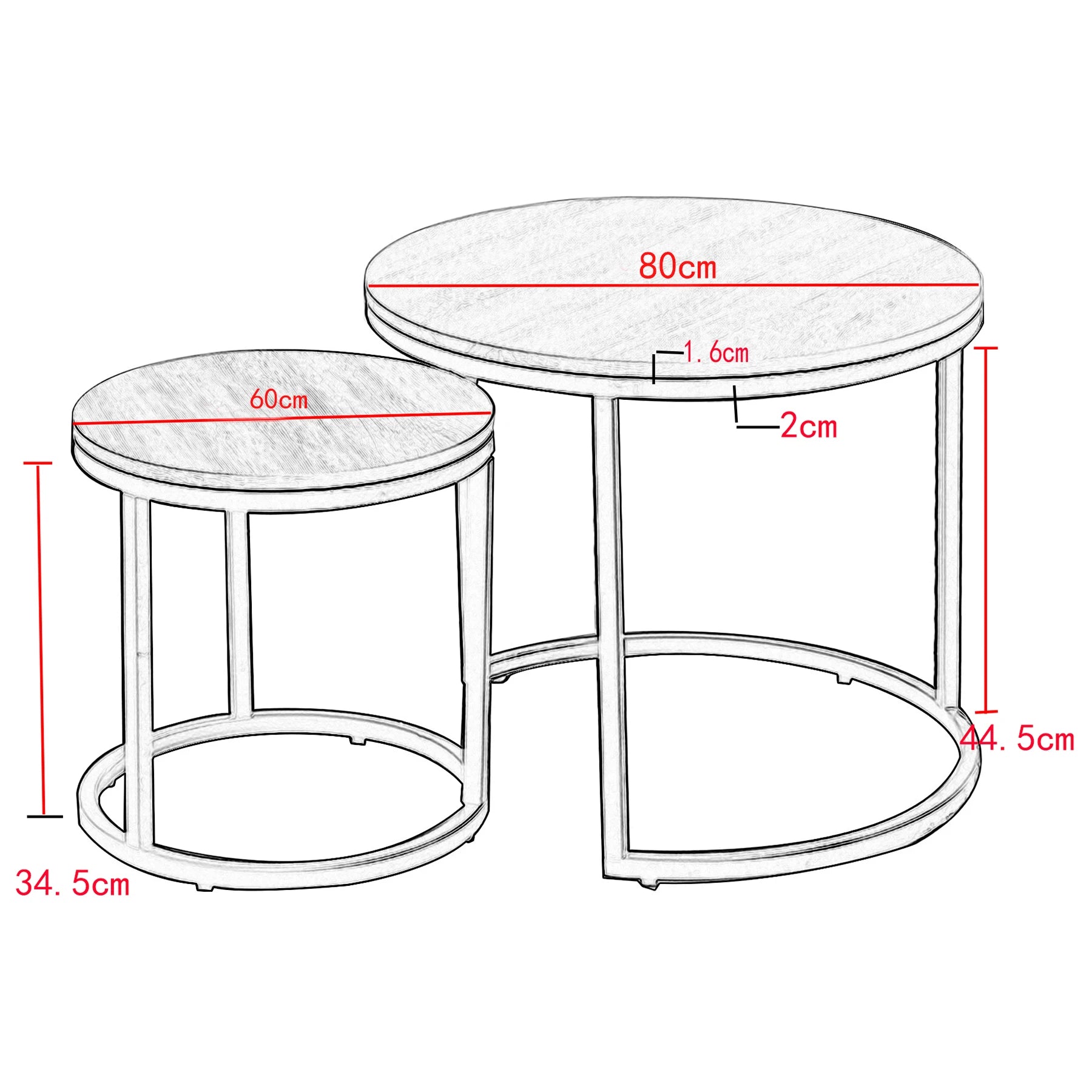 Tables Basses Rondes Effet Marbre - Ensemble 2 en 1